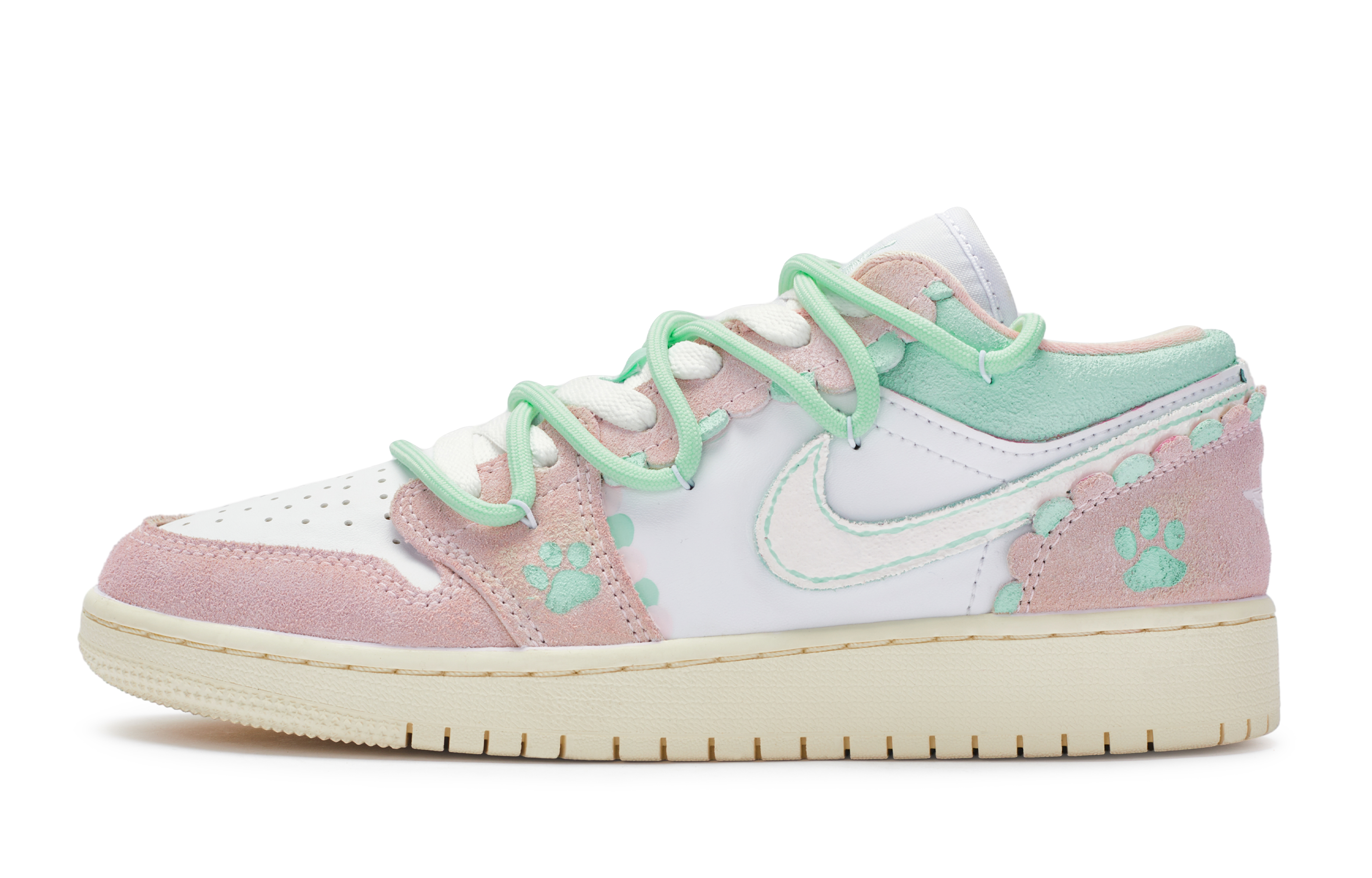 Jordan Air Jordan 1 Low Low-Top Skateboard Shoes Women's Pink Green White